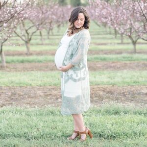 • 3X H P • She + Sky Crochet Lace Midi Duster Kimono